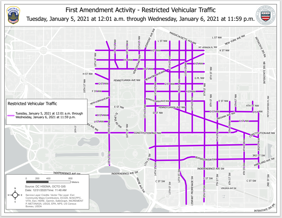 Jan 5-6 Road Closure Map